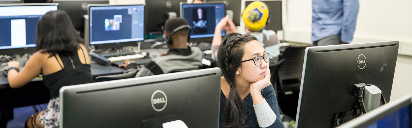 Students in a media lab