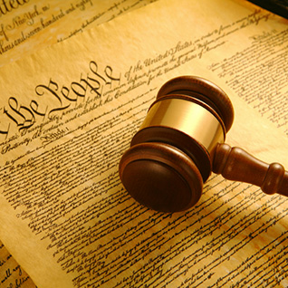 Gavel on US constitution